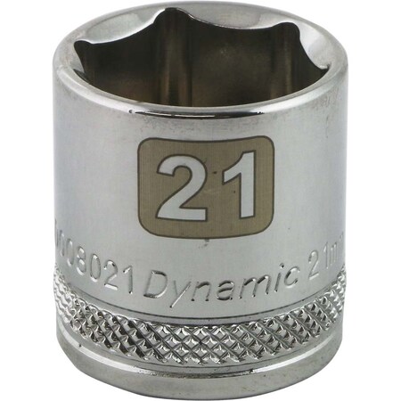 Dynamic 3/8" Drive, 21mm Metric Socket, 6 Points D008021